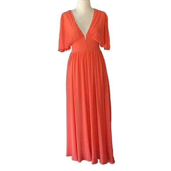 Flying Tomato Women’s Small “You Found My Heart” Orange Woven Maxi Dress - Picture 1 of 8